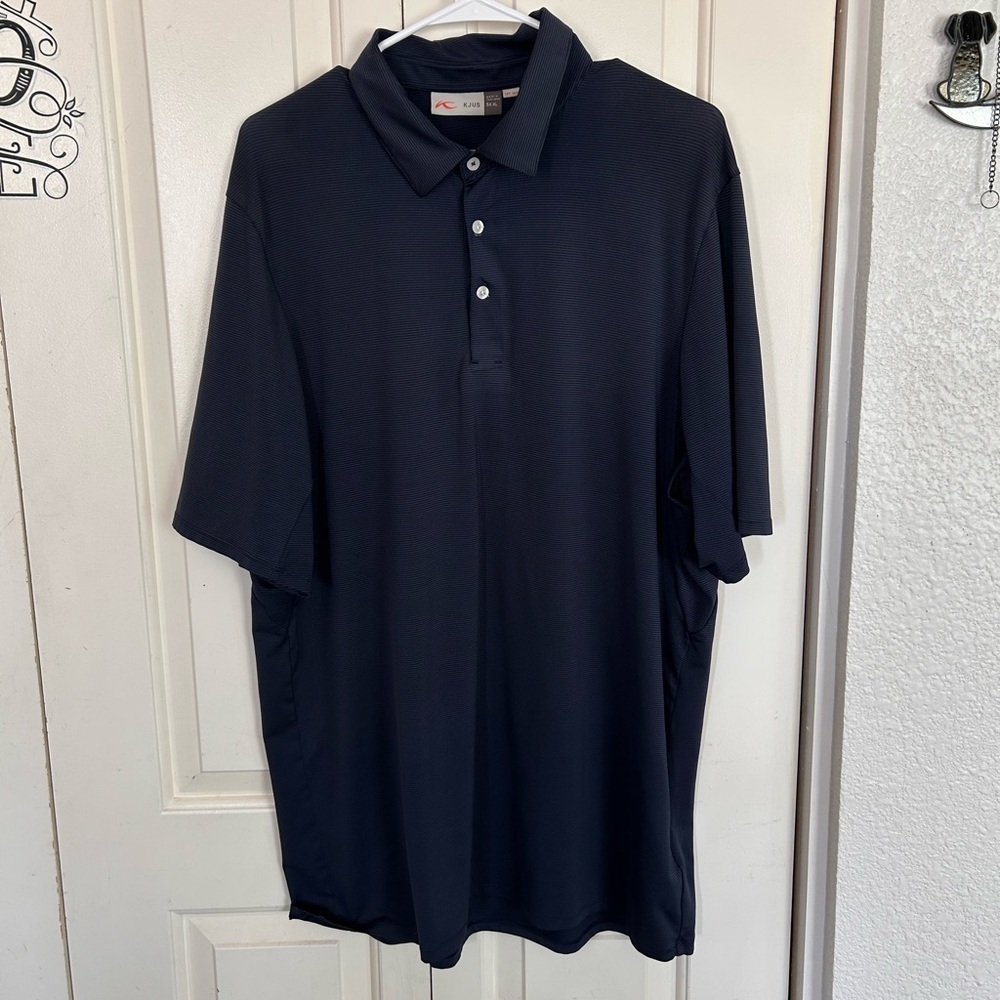 KJUS Short Sleeve Golf Polo Shirt Men’s Size XL 54 UPF 50+ Blue Stripe